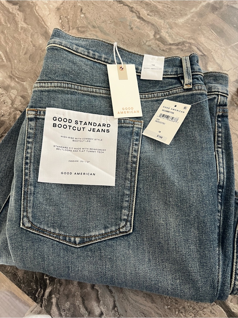 Good American Blue High-Rise Bootcut Jeans